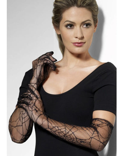 Spiderwebs Black Lace Gloves