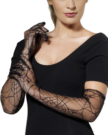 Spiderwebs Black Lace Halloween Gloves