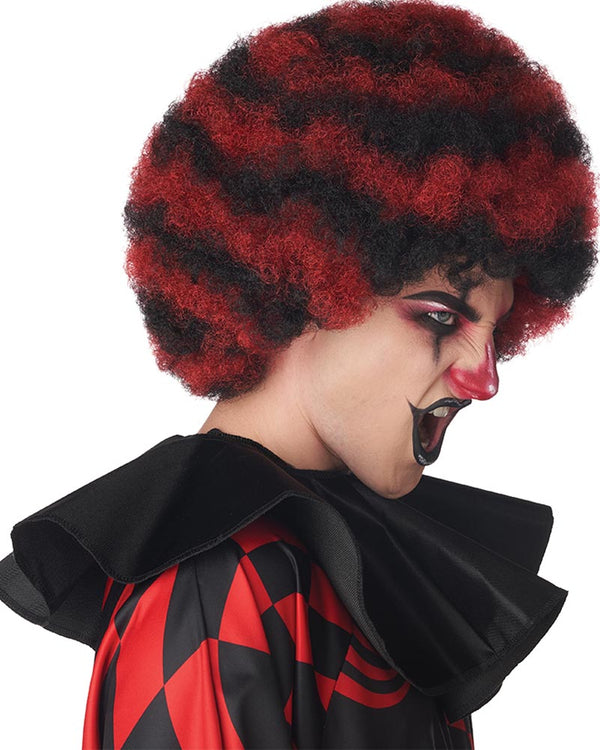 Spiral Clown Black and Red Afro Wig