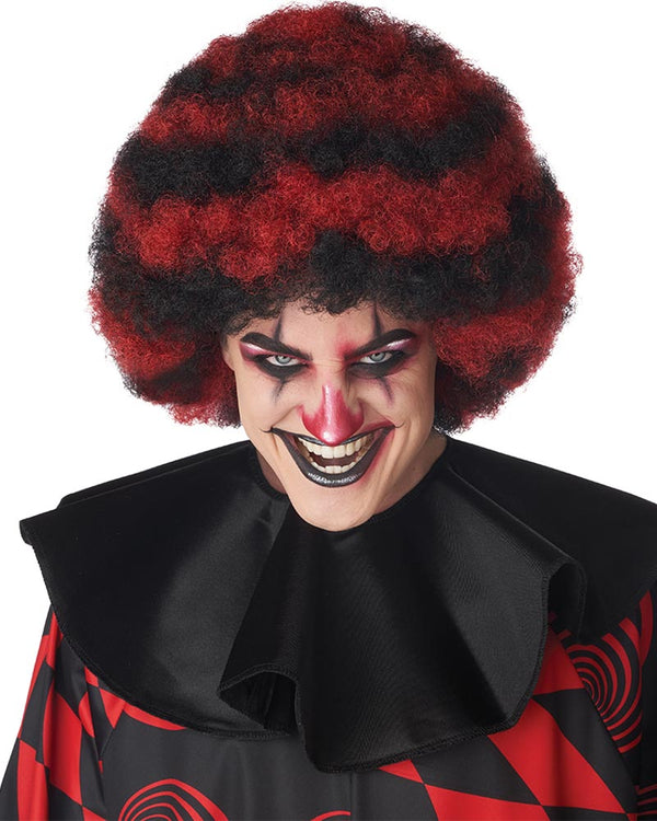 Spiral Clown Black and Red Afro Wig