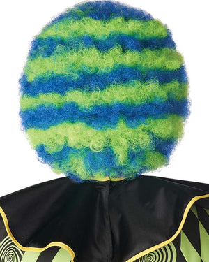 Spiral Clown Blue and Green Afro Wig