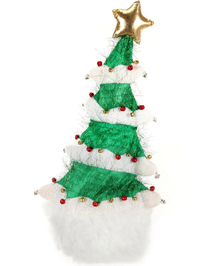 Springy White Christmas Tree Plush Hat