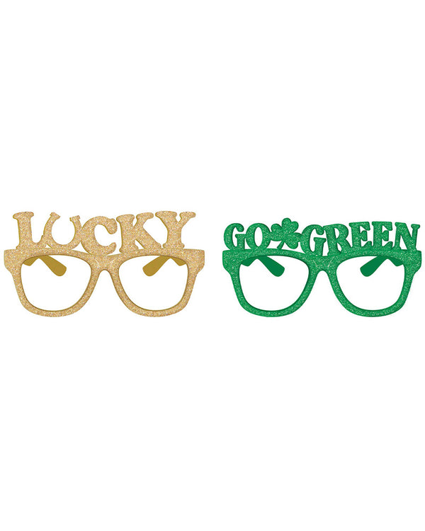 St Patricks Day Glitter Glasses Pack of 6