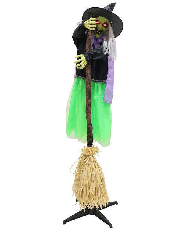 Standing Witch with Broom Animated Decoration 1.9m
