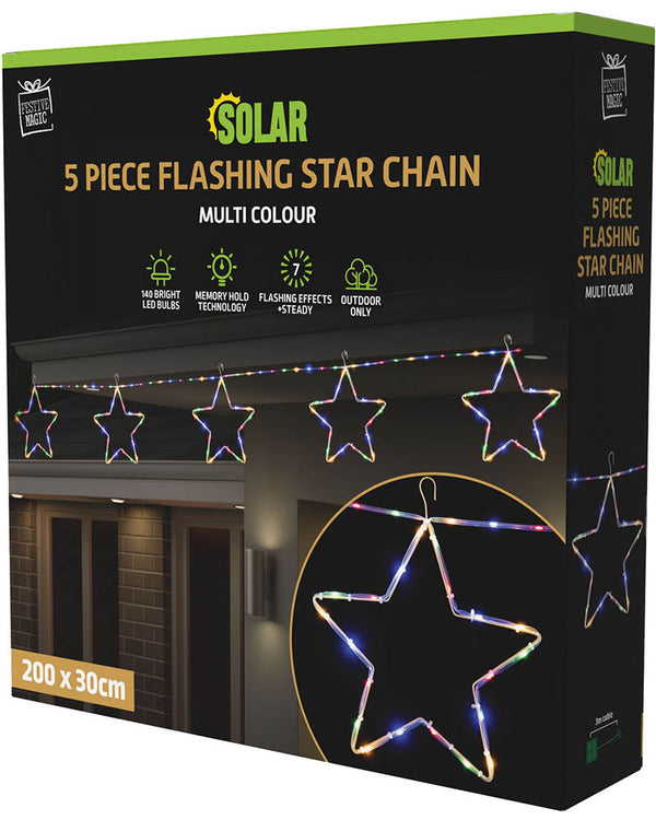 Multicolour Star Chain Tubelight Solar LED Christmas Lights
