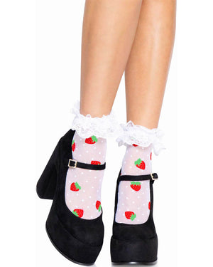 Strawberry Ruffle Anklet Socks