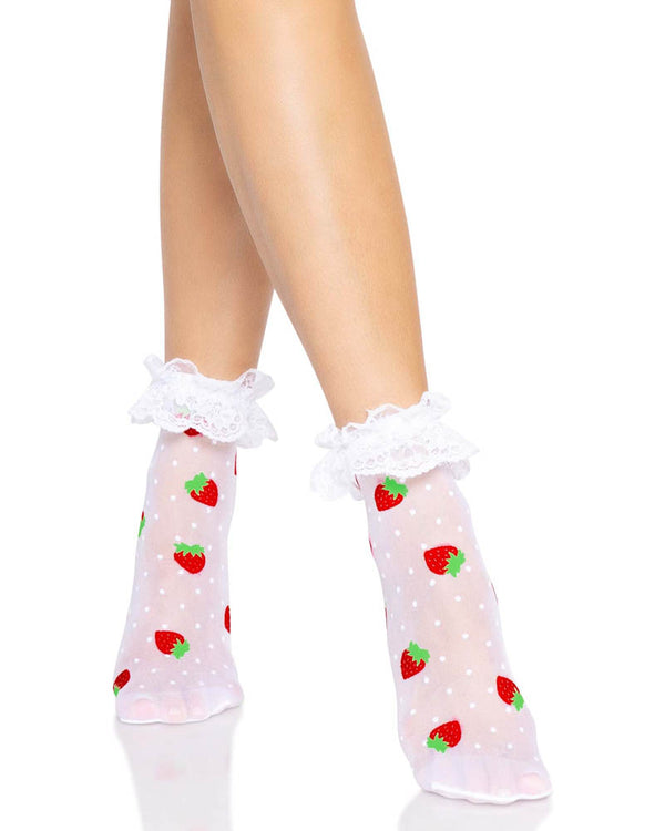 Strawberry Ruffle Anklet Socks