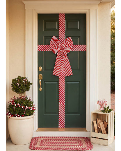 Stripe Door Bow and Sash Christmas Set