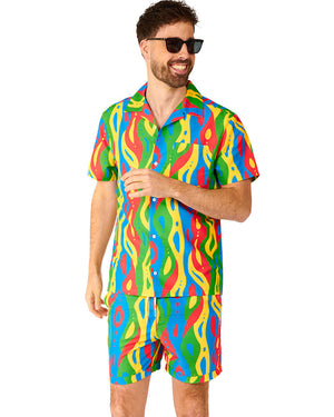 80s Summer Loopy Lines Opposuit Mens Swim Suit