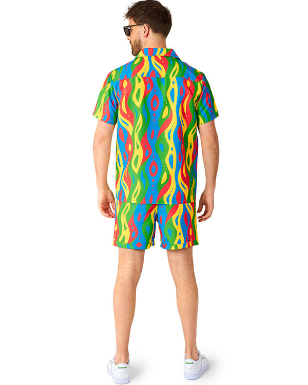 80s Summer Loopy Lines Opposuit Mens Swim Suit