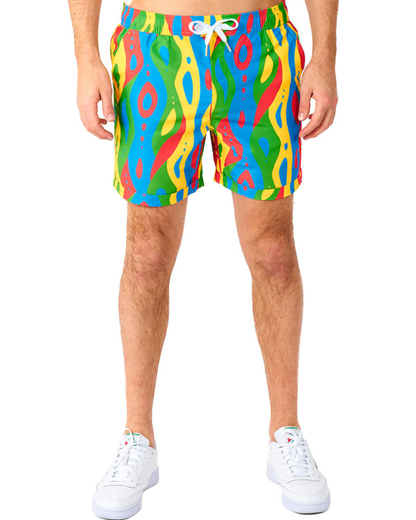 80s Summer Loopy Lines Opposuit Mens Swim Suit