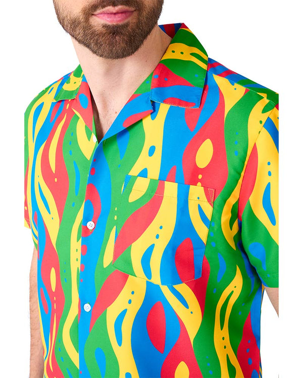80s Summer Loopy Lines Opposuit Mens Swim Suit