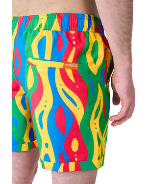 80s Summer Loopy Lines Opposuit Mens Swim Suit