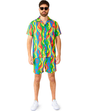 80s Summer Loopy Lines Opposuit Mens Swim Suit