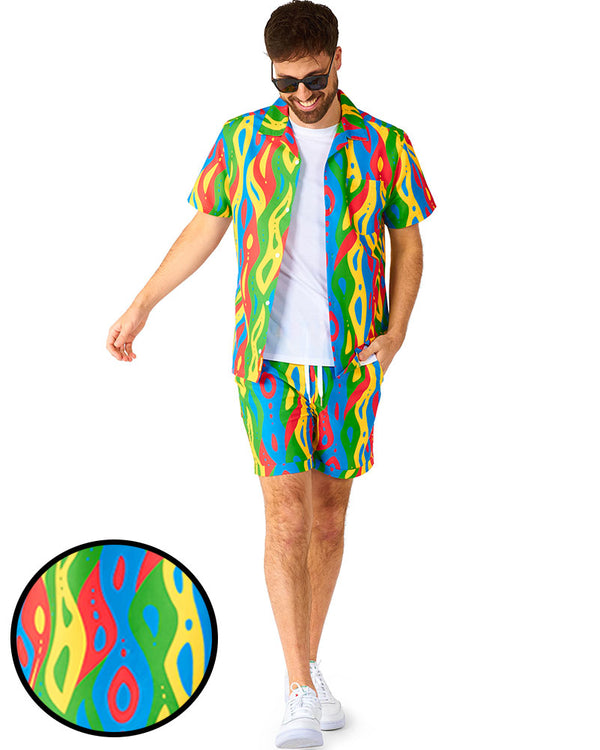 80s Summer Loopy Lines Opposuit Mens Swim Suit
