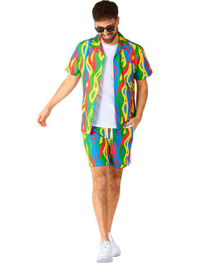 80s Summer Loopy Lines Opposuit Mens Swim Suit
