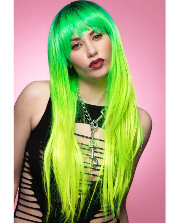 Sunshine Super Lizard Downtown Diva Long Green Wig