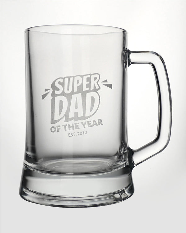 Super Dad of the Year Personalised Engraved 500ml Beer Mug