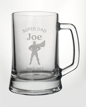 Super Dad Since Personalised Engraved 500ml Beer Mug