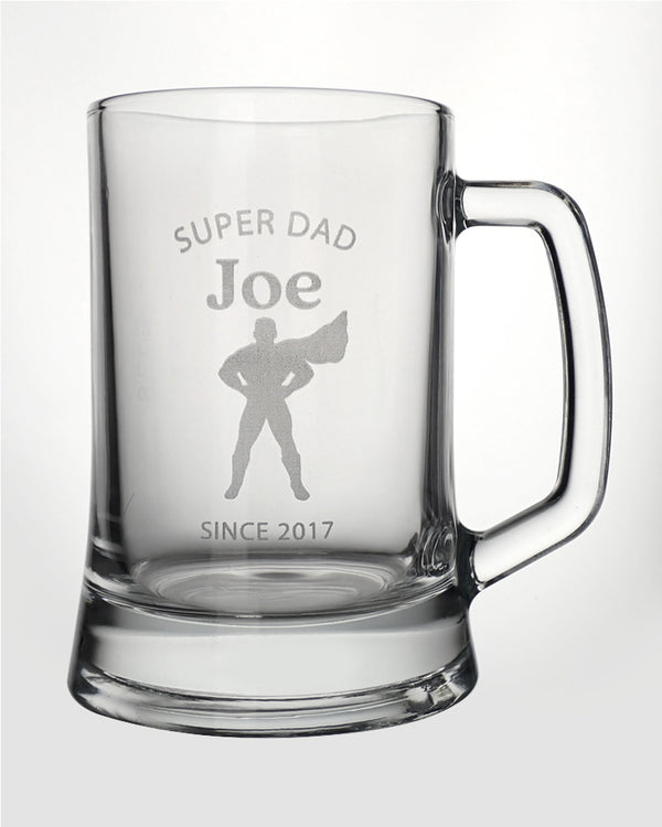Super Dad Since Personalised Engraved 500ml Beer Mug