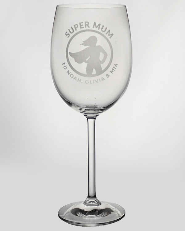 Super Mum Engraved 360ml Wine Glass