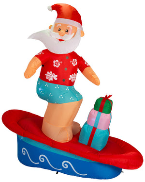 Surfing Santa On Wave Inflatable Christmas Decoration 2.1m