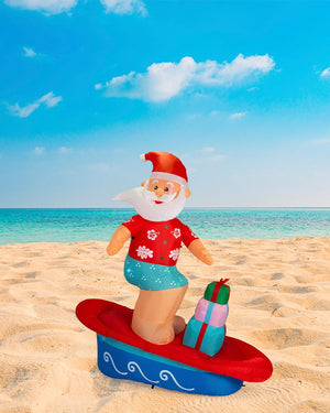 Surfing Santa On Wave Inflatable Christmas Decoration 2.1m