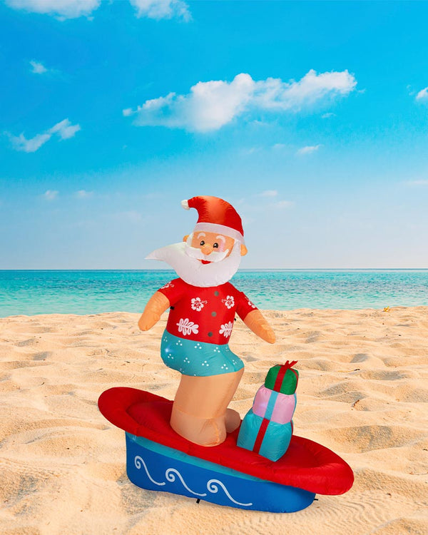 Surfing Santa On Wave Inflatable Christmas Decoration 2.1m