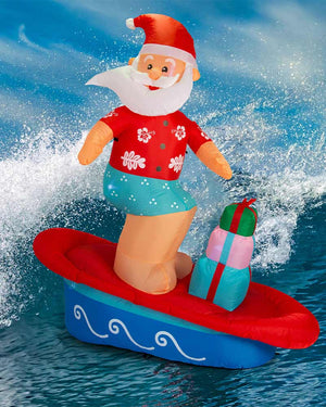 Surfing Santa On Wave Inflatable Christmas Decoration 2.1m
