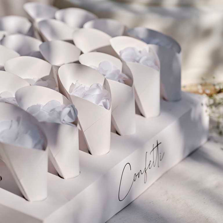 Sage Wedding Confetti Tray with 24 Cones & Confetti