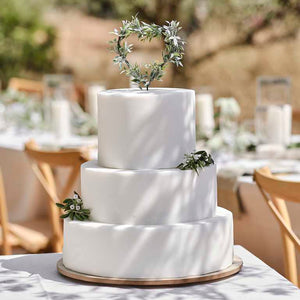 Sage Wedding Foliage Heart Wedding Cake Topper