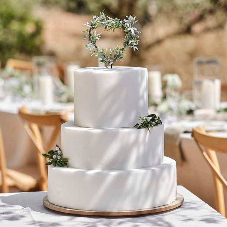 Sage Wedding Foliage Heart Wedding Cake Topper