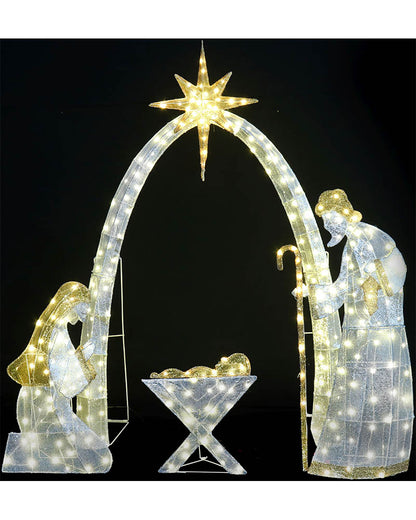 Tall Nativity Scene with Star Twinkling Christmas Light Decoration 1.5m