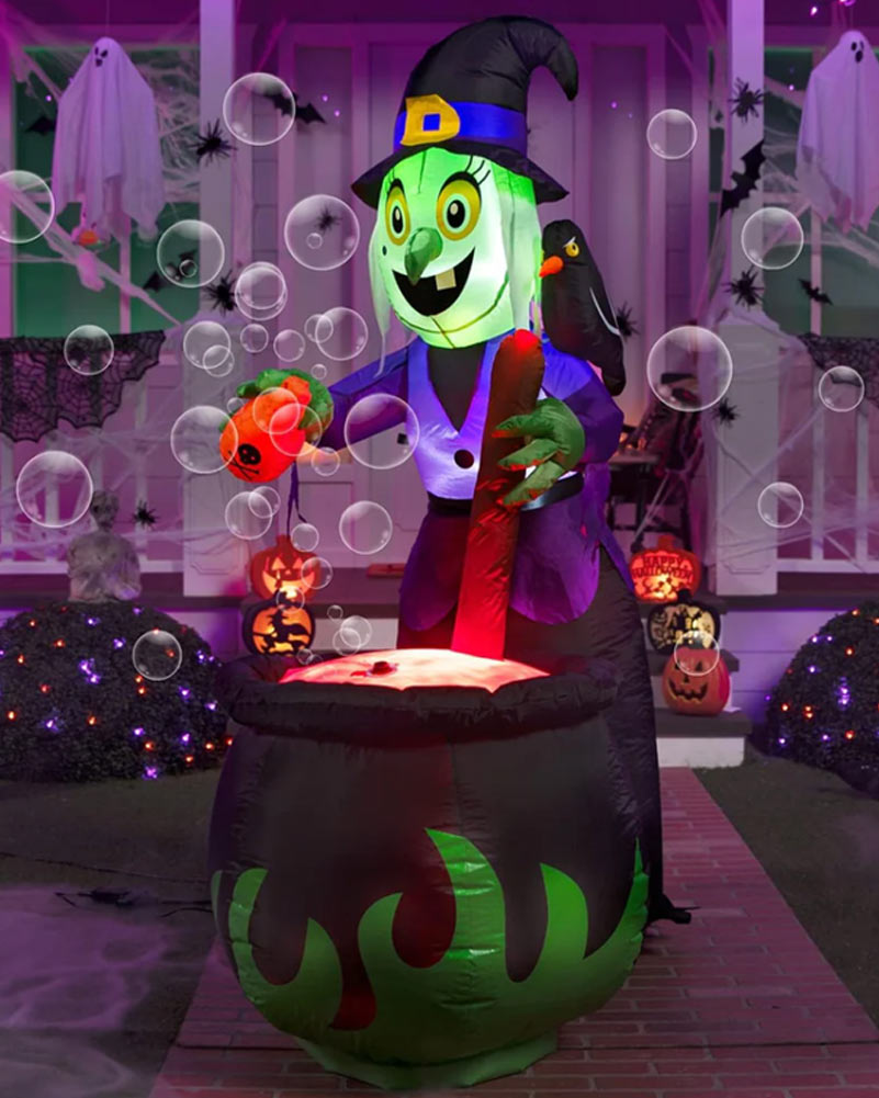 Tall Witch With Bubbling Potion Halloween Inflatable 1.83m