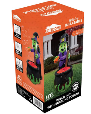 Tall Witch With Bubbling Potion Halloween Inflatable 1.83m