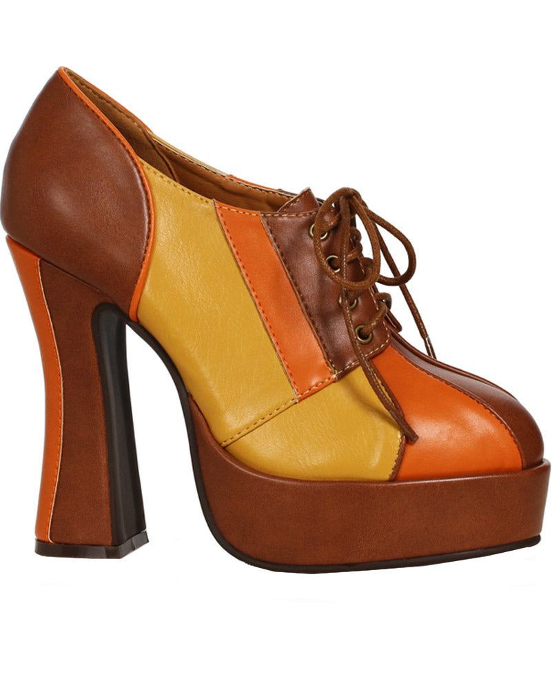 Tan 1970s Brenda Chunky Heel Premium Womens Shoes