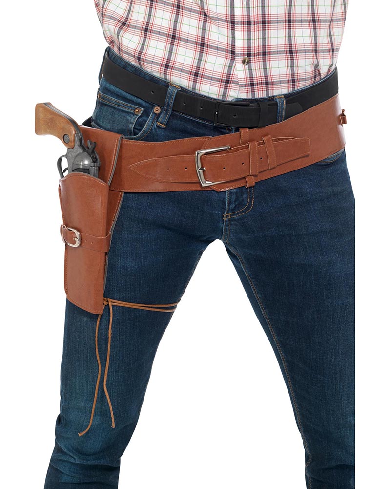 Tan Adult Faux Leather Single Holster with Belt