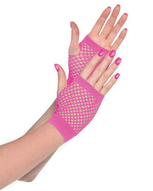 Short Pink Fishnet Gloves