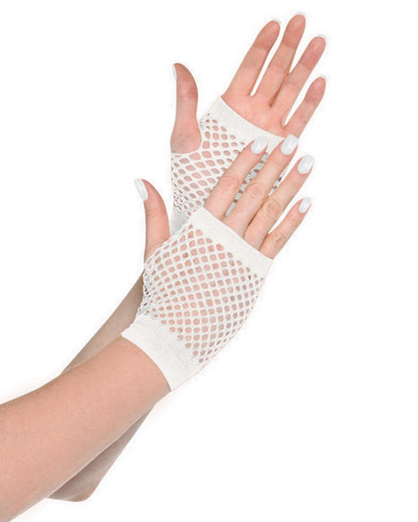 Short White Fishnet Gloves