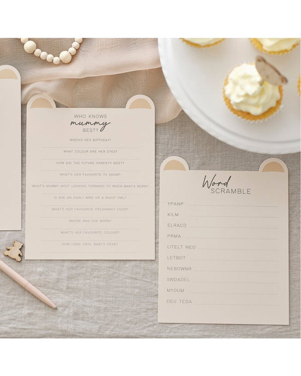 Teddy Bear Baby Shower Games Pack of 20