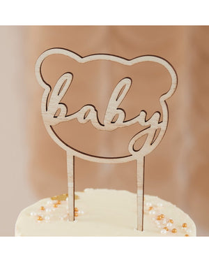 Teddy Bear Wooden Cake Topper