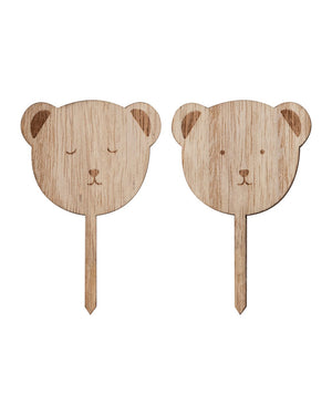 Teddy Bear Wooden Cupcake Toppers Pack of 6