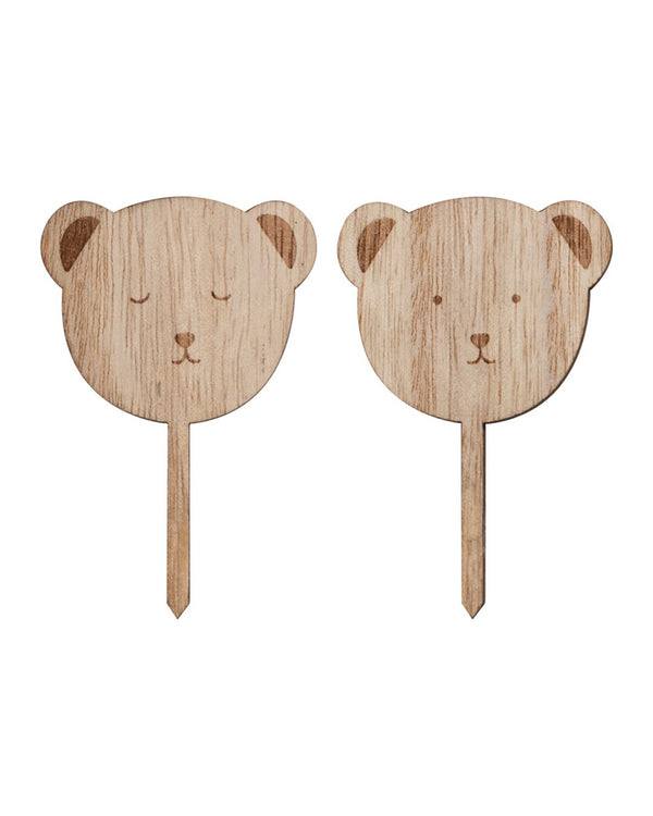 Teddy Bear Wooden Cupcake Toppers Pack of 6