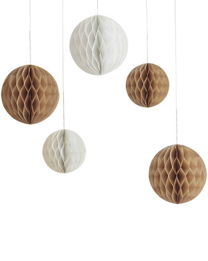 Teddy Bear Honeycomb Decorations Pack of 5