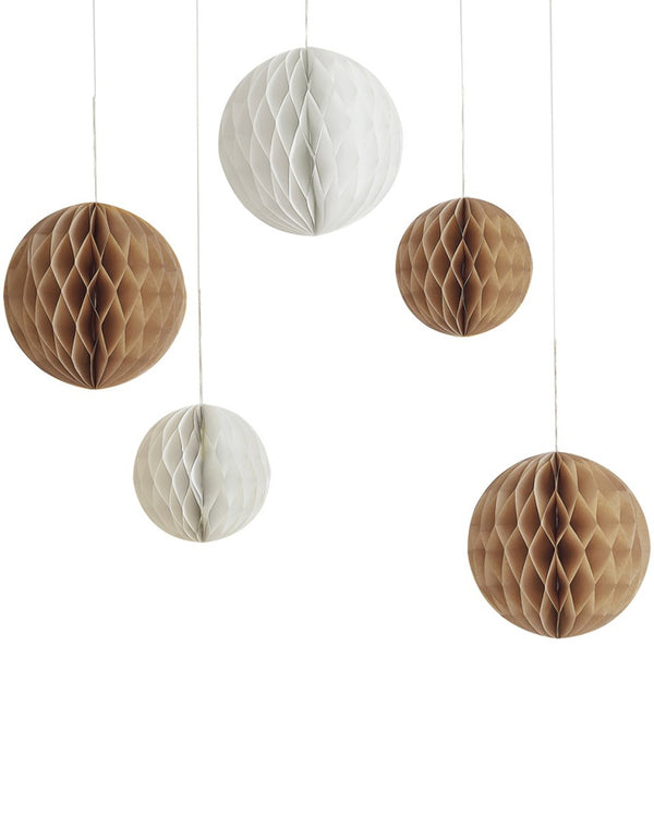 Teddy Bear Honeycomb Decorations Pack of 5