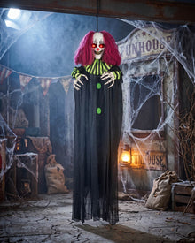 Terror Clown Animated Hanging Halloween Decoration 1.3m