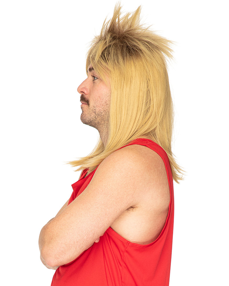 80s The Cappa Deluxe Super Mullet Blonde Wig