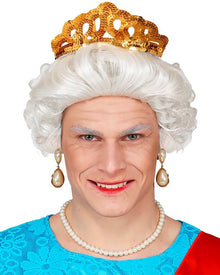 The Queen White Curly Wig