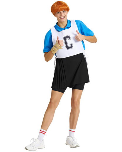 Shazza Deluxe Wig and Netball Bib Set