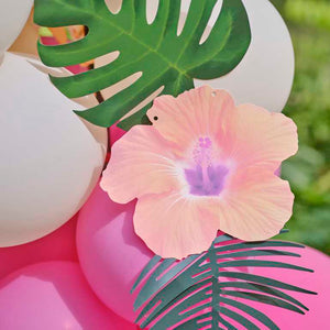 Tiki Tropics Hawaiian Tiki Balloon Arch with Tropical Flowers & Foliage